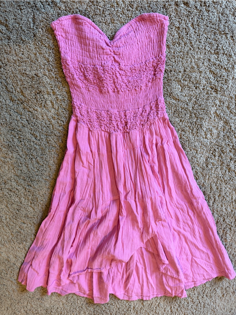 Free People Pink Strapless Smocked Sundress